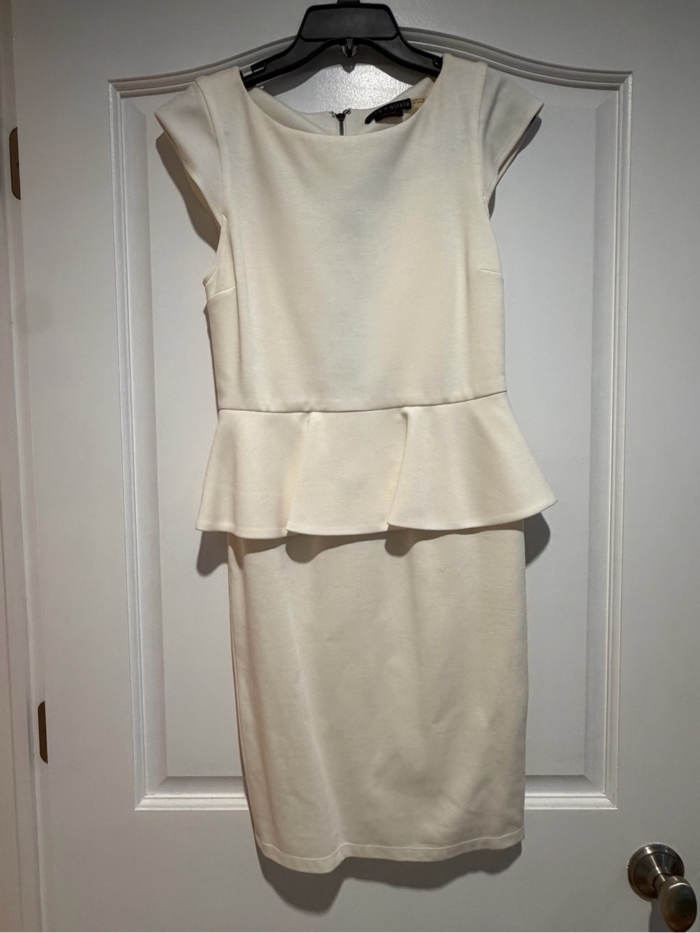 Alice + Olivia Cream Peplum Midi Dress